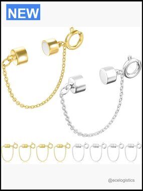 Magnetic Bracelet Clasps with Safety Chain, 8-Pack